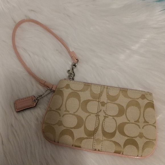 Coach Handbags - Coach Pink and Tan Signature Wristlet w/ Hang Tag